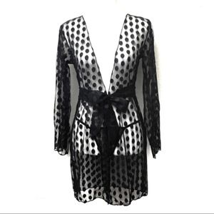 Savvy Sexy Set Lace Polka Dot Kimono Wrap Lingerie
